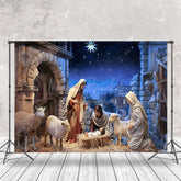 Lofaris Ländlich Baracke Funkeln Nacht Geburt Weihnachten Hintergrund